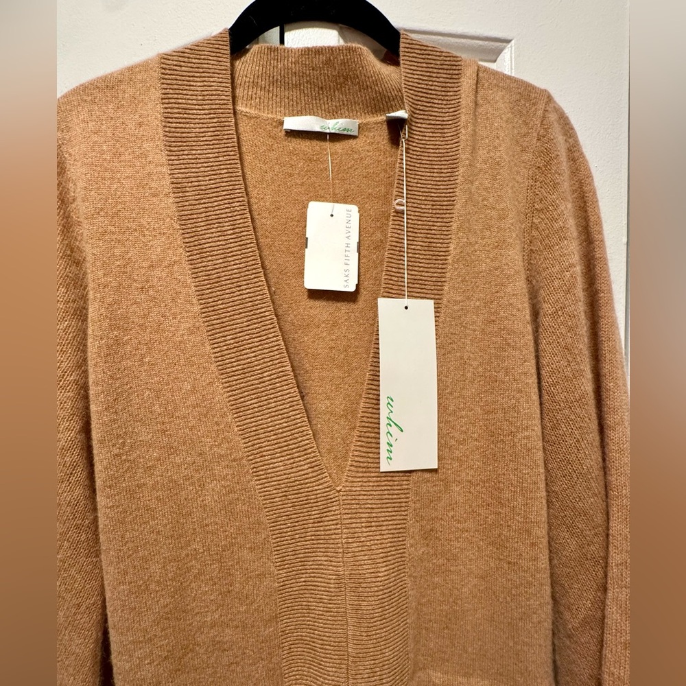 100% Cashmere Tan Long Sleeve Sweater Dress w/Belt - Picture 2 of 10